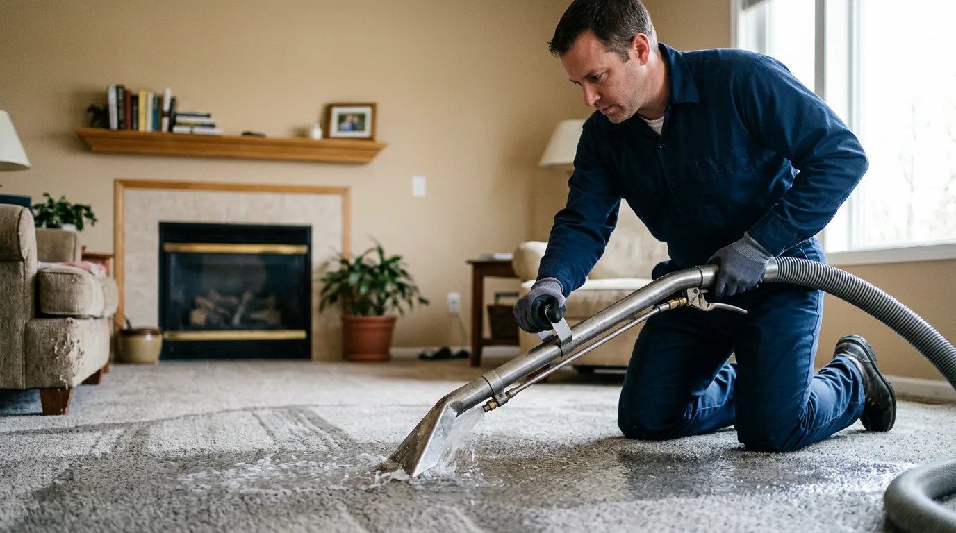 Water damage restoration technician working near Urich, MO
